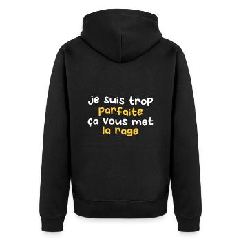 je suis trop parfait ça vous met la rage - Veste à capuche bio Premium Unisexe - noir - Dos - Nico (187cm)