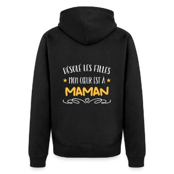 désolé les filles mon cœur est à maman - Veste à capuche bio Premium Unisexe - noir - Dos - Nico (187cm)