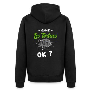 Oui Les Tortues je les Aime - Veste à capuche bio Premium Unisexe - noir - Dos - Nico (187cm)