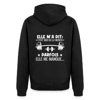 Musculation muscu cadeau drôle bodybuilding - Veste à capuche bio Premium Unisexe - noir - Dos - Nico (187cm)