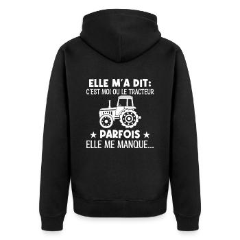 moi ou le tracteur, parfois elle me manque - Veste à capuche bio Premium Unisexe - noir - Dos - Nico (187cm)