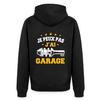 Je Peux Pas J'Ai Garage - Veste à capuche bio Premium Unisexe - noir - Dos - Nico (187cm)