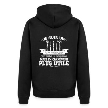 je suis un papa bricoleur - humour papa bricolage - Veste à capuche bio Premium Unisexe - noir - Dos - Nico (187cm)