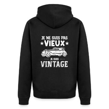Je ne suis pas vieux je suis vintage - Veste à capuche bio Premium Unisexe - noir - Dos - Nico (187cm)