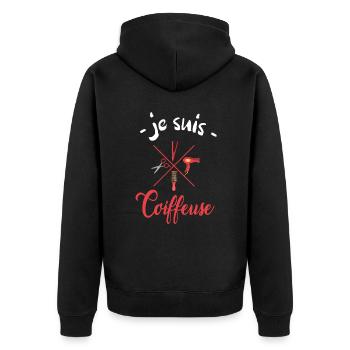 je suis coiffeuse - Veste à capuche bio Premium Unisexe - noir - Dos - Nico (187cm)