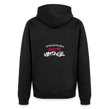 j'suis pas vieux vintage - Veste à capuche bio Premium Unisexe - noir - Dos - Nico (187cm)