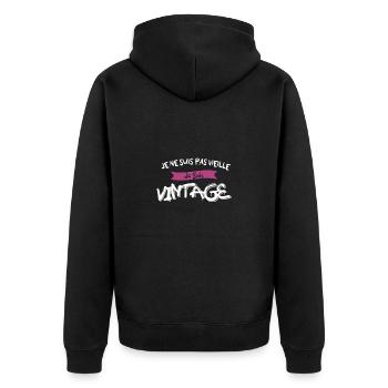 j'suis pas vieux vintage - Veste à capuche bio Premium Unisexe - noir - Dos - Nico (187cm)