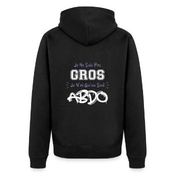 Humour gros, suis pas gros je n'ai qu'un seul abdo - Veste à capuche bio Premium Unisexe - noir - Dos - Nico (187cm)