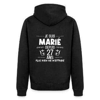 27 ans marié Mariage Mariage Dire Cadeau - Veste à capuche bio Premium Unisexe - noir - Dos - Nico (187cm)