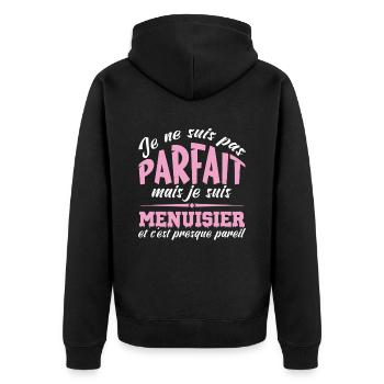 Je ne suis pas parfait mais je suis Menuisier - Veste à capuche bio Premium Unisexe - noir - Dos - Nico (187cm)