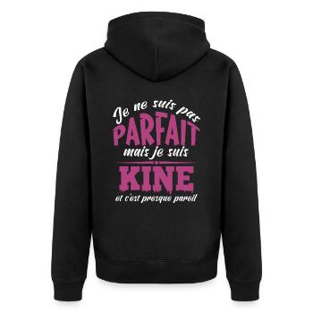 Je Ne Suis Pas Parfait Mais Je Suis KINE - Veste à capuche bio Premium Unisexe - noir - Dos - Nico (187cm)