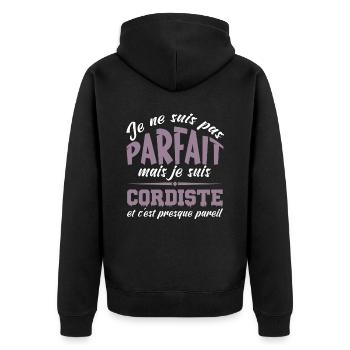 Pas parfaite mais cordiste - Veste à capuche bio Premium Unisexe - noir - Dos - Nico (187cm)