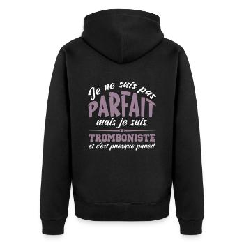 Je ne suis pas parfaite mais Tromboniste - Veste à capuche bio Premium Unisexe - noir - Dos - Nico (187cm)