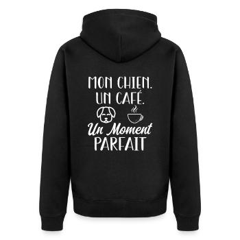 Mon chien,un café, moment parfait. Cadeau original - Veste à capuche bio Premium Unisexe - noir - Dos - Nico (187cm)