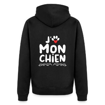 J aime mon chien - Veste à capuche bio Premium Unisexe - noir - Dos - Nico (187cm)