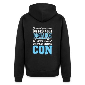 Je Serais Peut Être Un Peu Plus Sociable - Veste à capuche bio Premium Unisexe - noir - Dos - Nico (187cm)