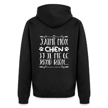 J aime mon chien - Veste à capuche bio Premium Unisexe - noir - Dos - Nico (187cm)