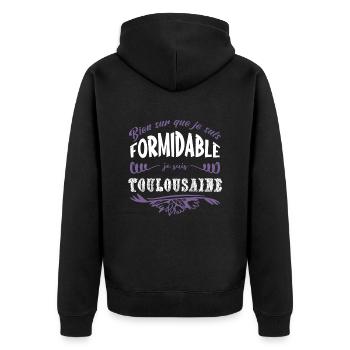 Toulouse humour ville cadeau toulousain, région - Veste à capuche bio Premium Unisexe - noir - Dos - Nico (187cm)