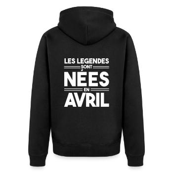 les légendes sont nées en avril - Veste à capuche bio Premium Unisexe - noir - Dos - Nico (187cm)