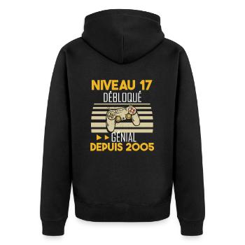 niveau 17 débloqué génial depuis 2005 - Veste à capuche bio Premium Unisexe - noir - Dos - Nico (187cm)