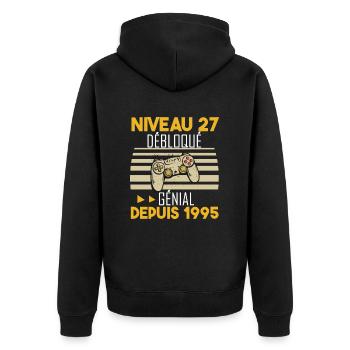 niveau 27 débloqué génial depuis 1995 - Veste à capuche bio Premium Unisexe - noir - Dos - Nico (187cm)