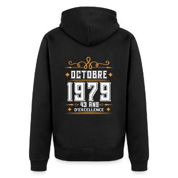 Octobre 1979 43 Ans d'excellence Anniversaire. - Veste à capuche bio Premium Unisexe - noir - Dos - Nico (187cm)