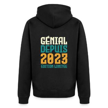génial depuis 2023 - Veste à capuche bio Premium Unisexe - noir - Dos - Nico (187cm)