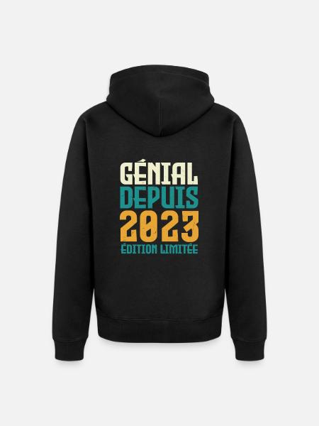 génial depuis 2023 - Veste à capuche bio Premium Unisexe - noir