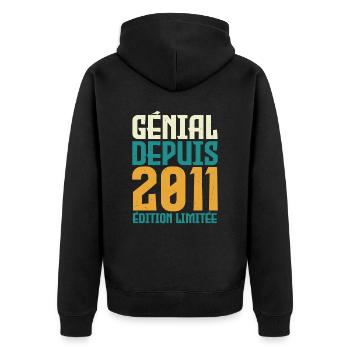 Génial depuis 2011 - Veste à capuche bio Premium Unisexe - noir - Dos - Nico (187cm)