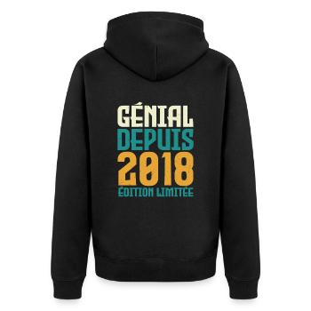 Génial depuis 2018 - Veste à capuche bio Premium Unisexe - noir - Dos - Nico (187cm)