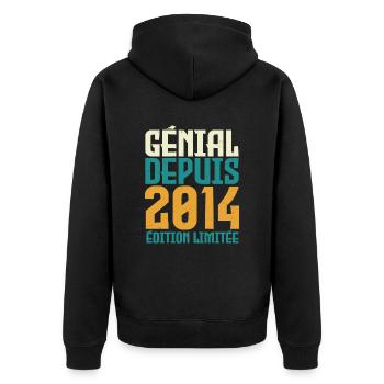 Génial depuis 2014 - Veste à capuche bio Premium Unisexe - noir - Dos - Nico (187cm)