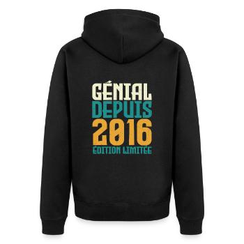 Génial depuis 2016 - Veste à capuche bio Premium Unisexe - noir - Dos - Nico (187cm)