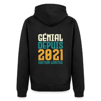 Génial depuis 2021 - Veste à capuche bio Premium Unisexe - noir - Dos - Nico (187cm)
