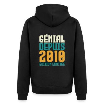 Génial depuis 2010 - Veste à capuche bio Premium Unisexe - noir - Dos - Nico (187cm)