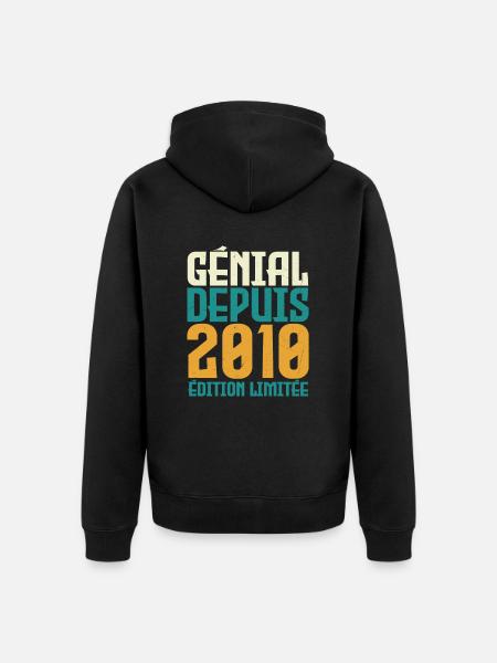 Génial depuis 2010 - Veste à capuche bio Premium Unisexe - noir