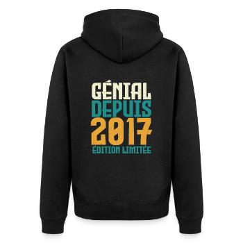 Génial depuis 2017 - Veste à capuche bio Premium Unisexe - noir - Dos - Nico (187cm)