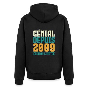 Génial depuis 2009 - Veste à capuche bio Premium Unisexe - noir - Dos - Nico (187cm)