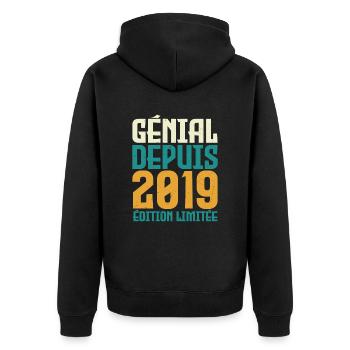 Génial depuis 2019 - Veste à capuche bio Premium Unisexe - noir - Dos - Nico (187cm)