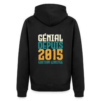 Génial depuis 2015 - Veste à capuche bio Premium Unisexe - noir - Dos - Nico (187cm)