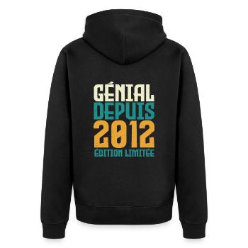 Génial depuis 2012 - Veste à capuche bio Premium Unisexe - noir - Dos - Nico (187cm)
