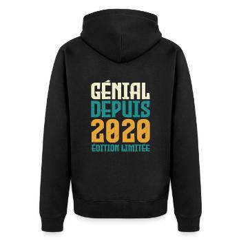 Génial depuis 2020 - Veste à capuche bio Premium Unisexe - noir - Dos - Nico (187cm)
