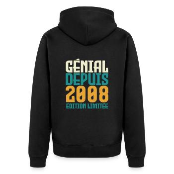 Génial depuis 2008 - Veste à capuche bio Premium Unisexe - noir - Dos - Nico (187cm)