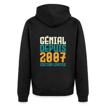 Génial depuis 2007 - Veste à capuche bio Premium Unisexe - noir - Dos - Nico (187cm)