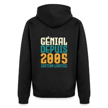Génial depuis 2005 - Veste à capuche bio Premium Unisexe - noir - Dos - Nico (187cm)