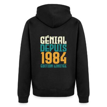 Génial depuis 1984 - Veste à capuche bio Premium Unisexe - noir - Dos - Nico (187cm)