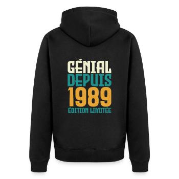 Génial depuis 1989 - Veste à capuche bio Premium Unisexe - noir - Dos - Nico (187cm)