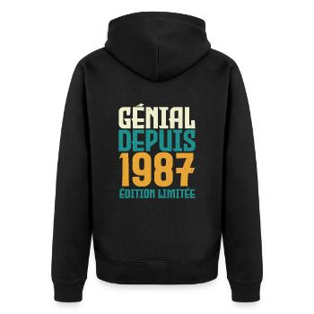 Génial depuis 1987 - Veste à capuche bio Premium Unisexe - noir - Dos - Nico (187cm)