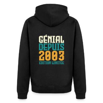 Génial Depuis 2003 - Veste à capuche bio Premium Unisexe - noir - Dos - Nico (187cm)