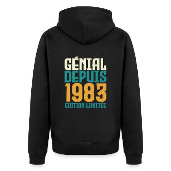 Génial depuis 1983 - Veste à capuche bio Premium Unisexe - noir - Dos - Nico (187cm)