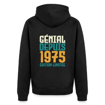 Génial depuis 1975 - Veste à capuche bio Premium Unisexe - noir - Dos - Nico (187cm)
